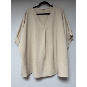Andree by‎ Unit Beige Textured V Neck Dolman Sleeve Plus Size Top 1X